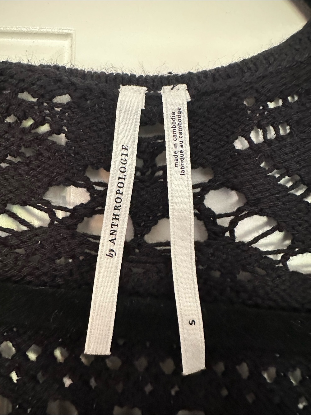 Anthropologie Crochet Pointelle Black Duster Sweater size Small - Picture 5 of 6